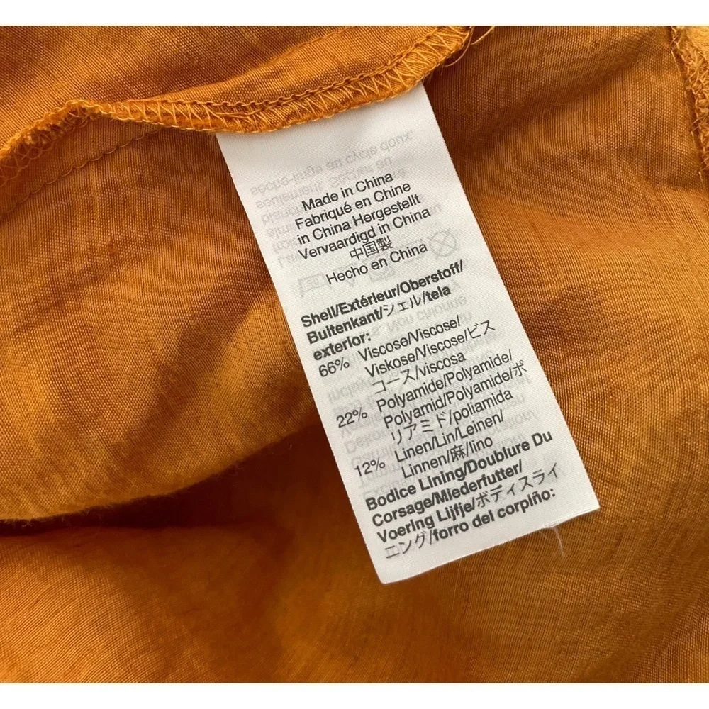 Madewell Floral Embroidered Square-Neck Marigold Yellow Mini Dress Small​​​​​ - Picture 4 of 11